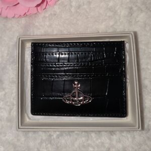 Vivienne Westwood Black Card Holder with Silver Detail New With Box